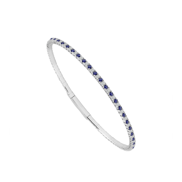 14KW Blue Sapphire and Diamond Flexie Bangle Bracelet Kiefer Jewelers Lutz, FL