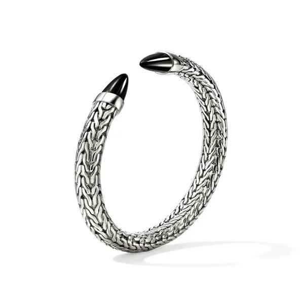 John Hardy SS and Black Onyx Spear 50 Flex Cuff Bracelet Image 3 Kiefer Jewelers Lutz, FL