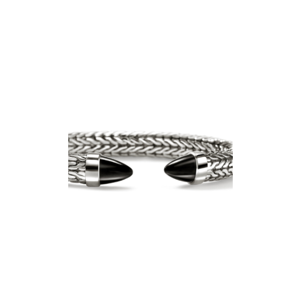 John Hardy SS and Black Onyx Spear 50 Flex Cuff Bracelet Image 2 Kiefer Jewelers Lutz, FL