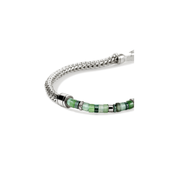Heishi Sterling Silver Harstones and Emeralds Bracelet with Hook Clasp by John Hardy Image 2 Kiefer Jewelers Lutz, FL