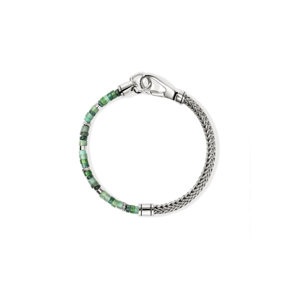 Heishi Sterling Silver Harstones and Emeralds Bracelet with Hook Clasp by John Hardy Image 3 Kiefer Jewelers Lutz, FL