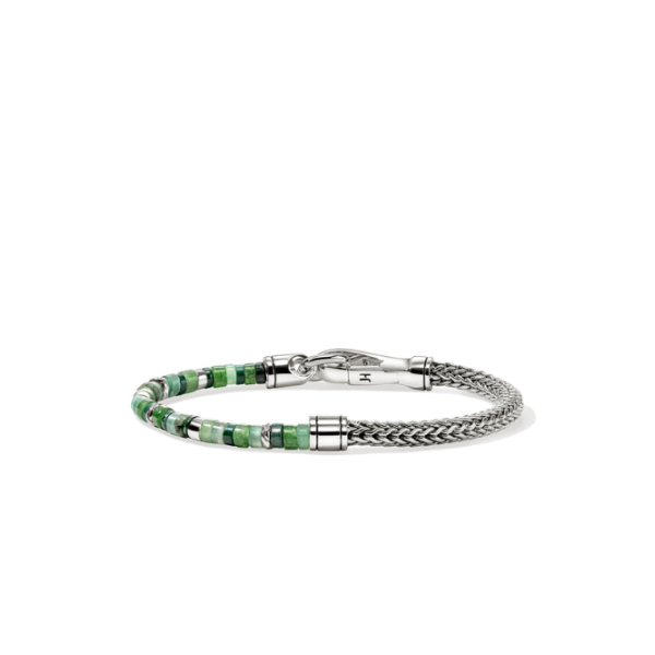 Heishi Sterling Silver Harstones and Emeralds Bracelet with Hook Clasp by John Hardy Image 4 Kiefer Jewelers Lutz, FL