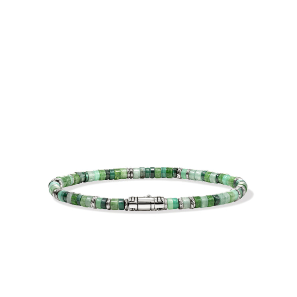 Heishi Sterling Silver Hardstones and Emeralds Beaded Bracelet by John Hardy Image 4 Kiefer Jewelers Lutz, FL