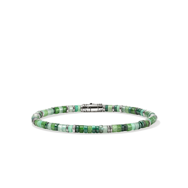 Heishi Sterling Silver Hardstones and Emeralds Beaded Bracelet by John Hardy Kiefer Jewelers Lutz, FL