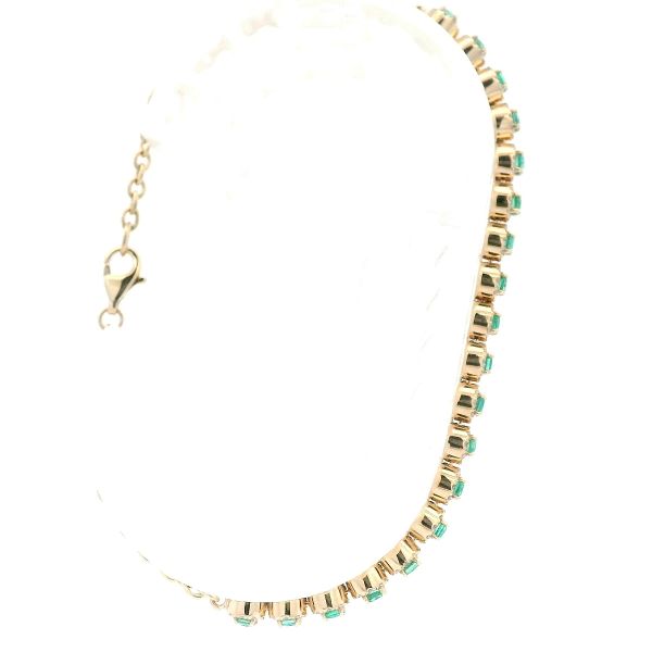 14KY Emerald and Diamond Halo Bracelet Image 3 Kiefer Jewelers Lutz, FL
