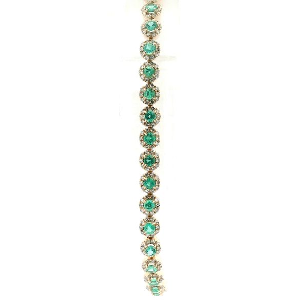 14KY Emerald and Diamond Halo Bracelet Kiefer Jewelers Lutz, FL