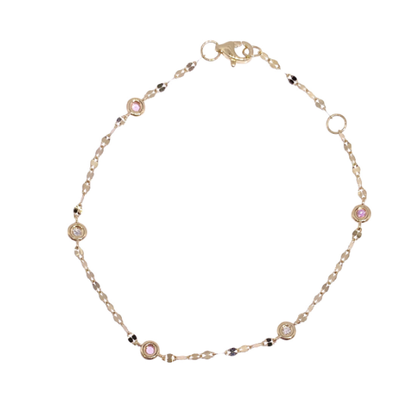 14KY Pink Sapphire and Diamond Sparkle Bracelet by Shy Creation Kiefer Jewelers Lutz, FL