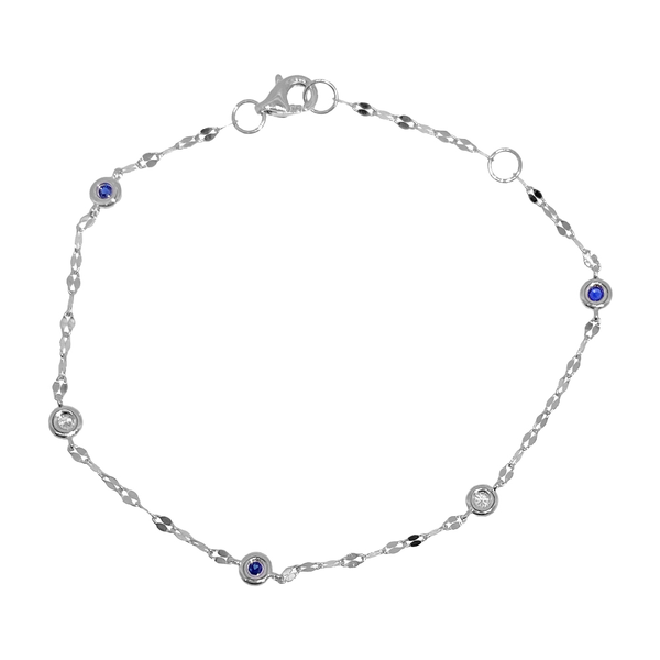 14KW Diamond and Sapphire Diamonds by the Yard Bracelet by Shy Creation Kiefer Jewelers Lutz, FL