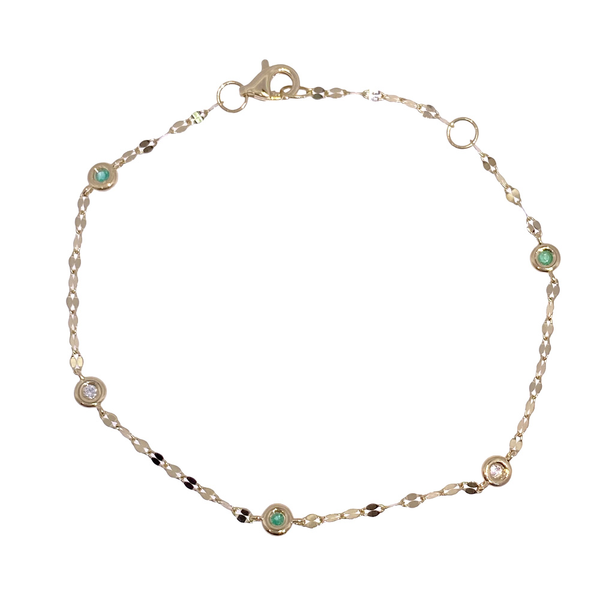 14KY Diamond and Emerald Diamonds by the Yard Bracelet by Shy Creation Kiefer Jewelers Lutz, FL
