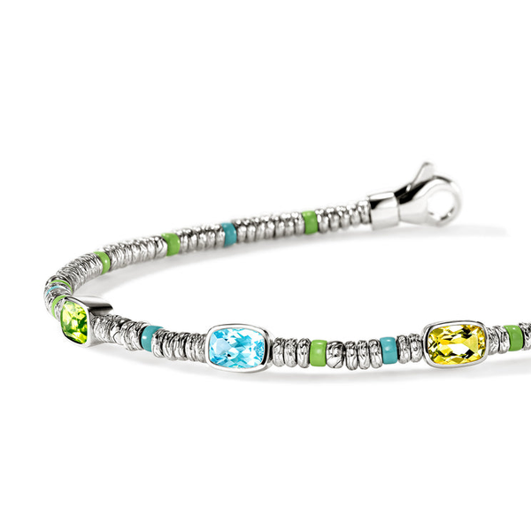 SS Heishi Peridot, Blue Topaz, and Lemon Quartz Gem Bracelet by John Hardy Image 2 Kiefer Jewelers Lutz, FL