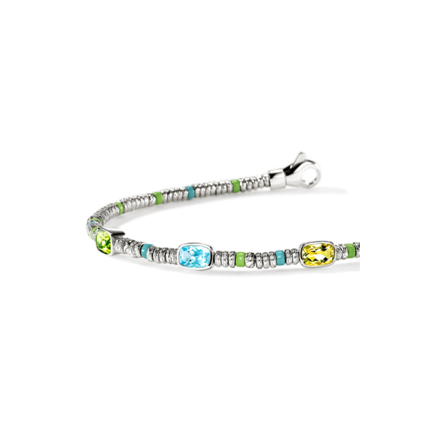SS Heishi Peridot, Blue Topaz, and Lemon Quartz Gem Bracelet by John Hardy Image 2 Kiefer Jewelers Lutz, FL