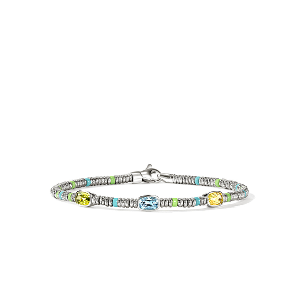 SS Heishi Peridot, Blue Topaz, and Lemon Quartz Gem Bracelet by John Hardy Kiefer Jewelers Lutz, FL