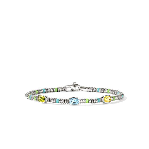 SS Heishi Peridot, Blue Topaz, and Lemon Quartz Gem Bracelet by John Hardy Kiefer Jewelers Lutz, FL