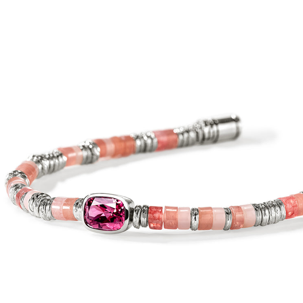 SS Heishi Rhodolite Garnet, Red Quartz, Rhodochrosite, and Pink Opal Gem Bracelet by John Hardy Image 2 Kiefer Jewelers Lutz, FL