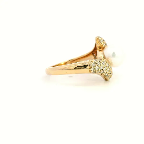 14KY Pearl and Diamond Bypass Fashion Ring Image 3 Kiefer Jewelers Lutz, FL