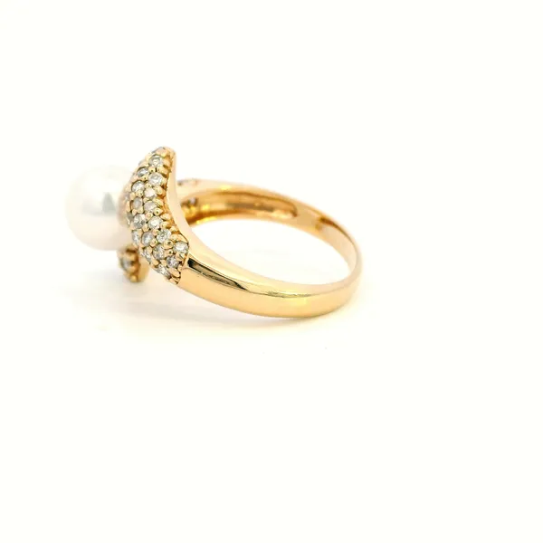 14KY Pearl and Diamond Bypass Fashion Ring Image 4 Kiefer Jewelers Lutz, FL