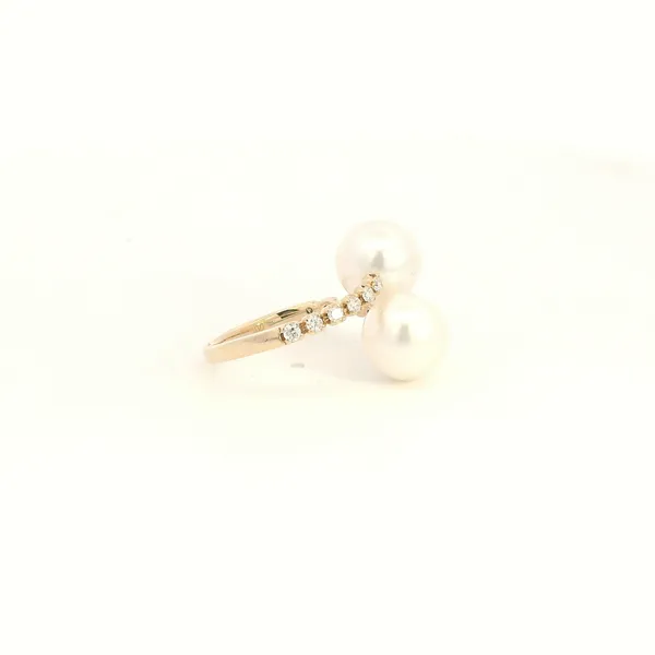 18KY Fresh Water Pearl and Diamond Bypass Ring Image 3 Kiefer Jewelers Lutz, FL
