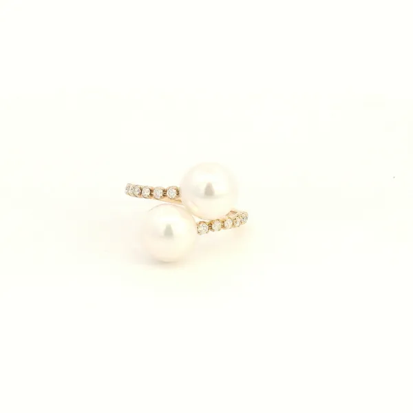 18KY Fresh Water Pearl and Diamond Bypass Ring Kiefer Jewelers Lutz, FL