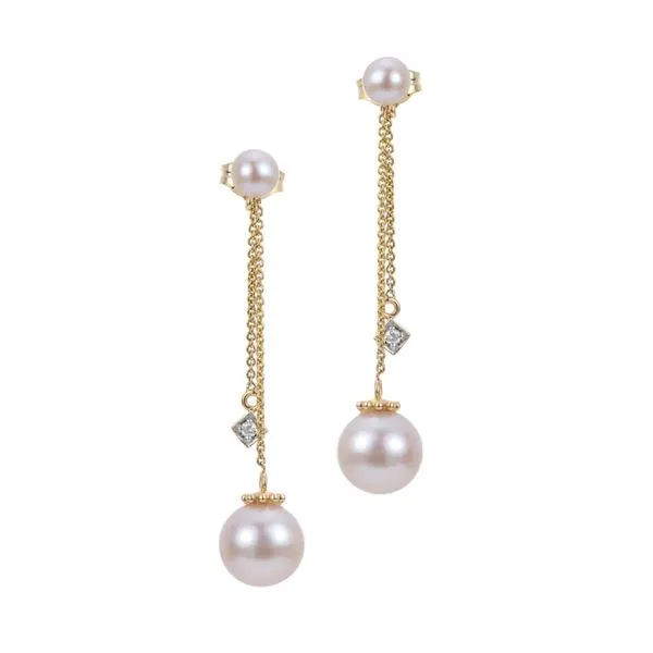14K Freshwater Cultured Pearl and Diamond Drop Earring Kiefer Jewelers Lutz, FL