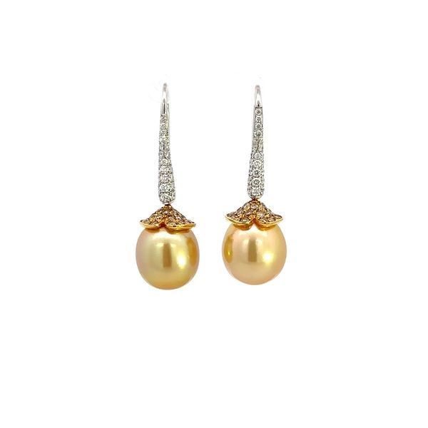 18K Diamond & Pearl Drop Earrings Kiefer Jewelers Lutz, FL