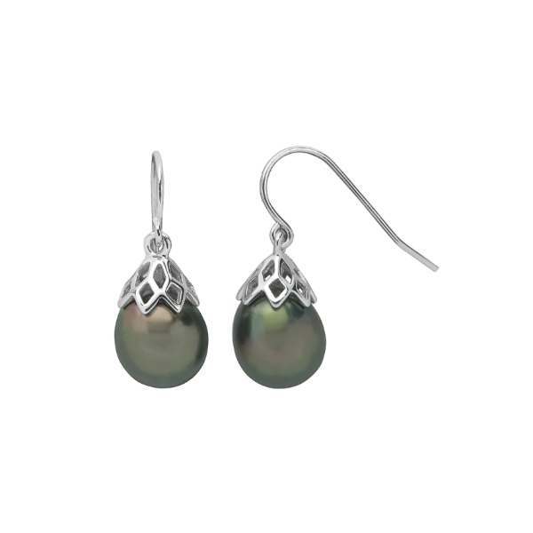 9-10MM Tahitian Pearl Drop Earrings in Sterling Silver Kiefer Jewelers Lutz, FL