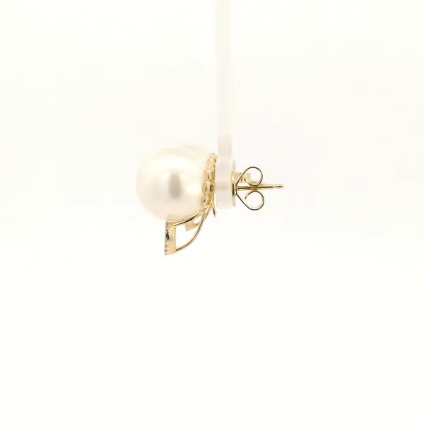 18KY Southsea Pearl and Diamond Earrings Image 4 Kiefer Jewelers Lutz, FL