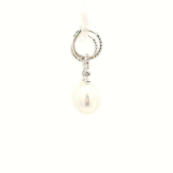 18KW Southsea Pearl and Diamond Convertible Hoop Earrings Image 3 Kiefer Jewelers Lutz, FL