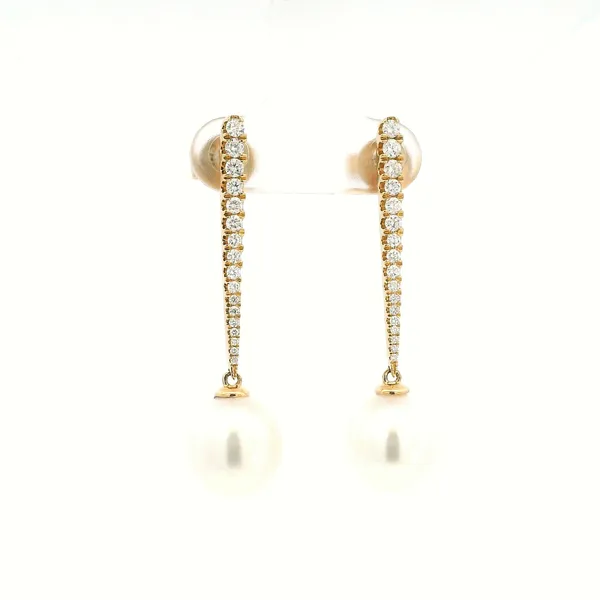 18KY Southsea Pearl and Diamond Drop Earrings Kiefer Jewelers Lutz, FL