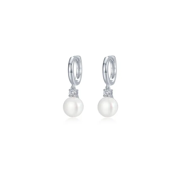 Sterling Silver and Simulated Diamond and Cultured Fresh Water Pearl Drop Earrings by Lafonn Kiefer Jewelers Lutz, FL