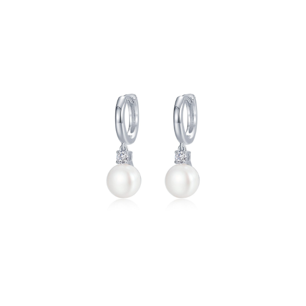 Sterling Silver and Simulated Diamond and Cultured Fresh Water Pearl Drop Earrings by Lafonn Kiefer Jewelers Lutz, FL