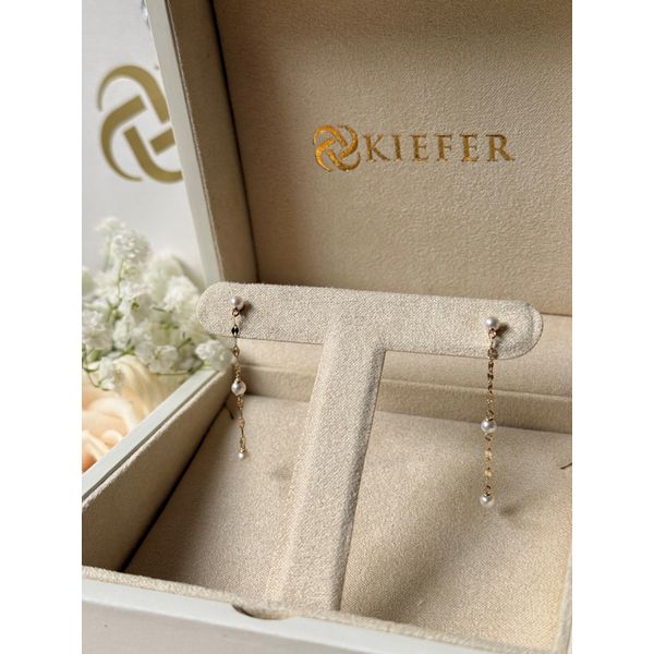 14KY Cultured Pearl Sparkle Chain Drop Earrings By Shy Creation Image 3 Kiefer Jewelers Lutz, FL