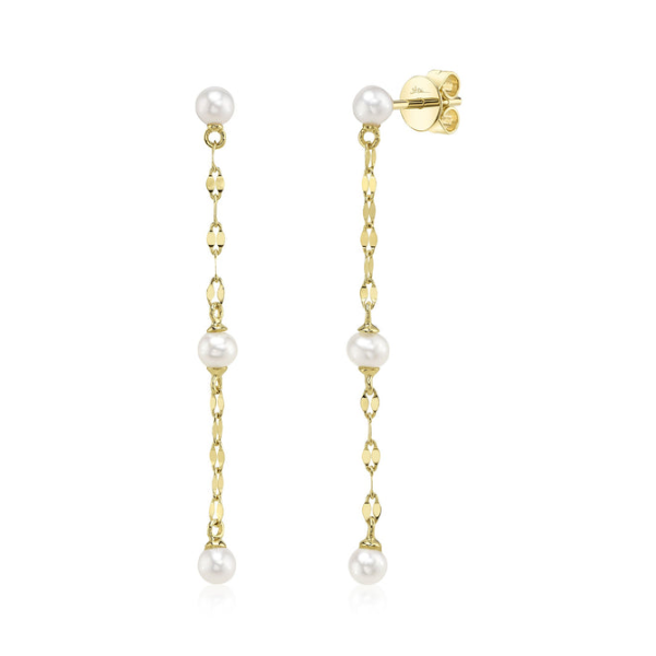 14KY Cultured Pearl Sparkle Chain Drop Earrings By Shy Creation Kiefer Jewelers Lutz, FL