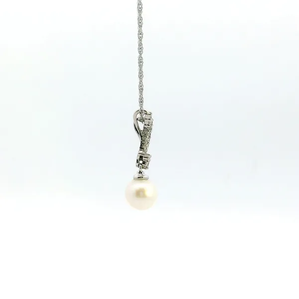 14KW 7MM Cultured Pearl and Diamond Pendant Image 3 Kiefer Jewelers Lutz, FL