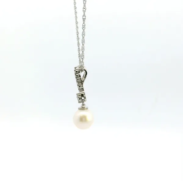 14KW 7MM Cultured Pearl and Diamond Pendant Image 4 Kiefer Jewelers Lutz, FL