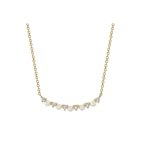 14KY Pearl and Diamond Curved Necklace by Shy Creation Kiefer Jewelers Lutz, FL