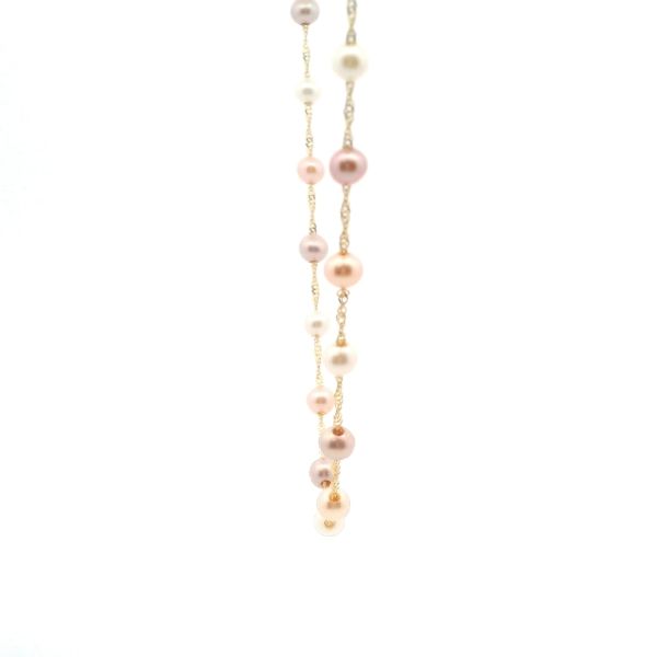 14KY Fresh Water Pearl Pink Multi-Color Station Necklace Image 3 Kiefer Jewelers Lutz, FL