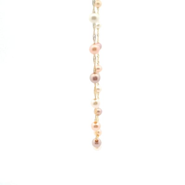 14KY Fresh Water Pearl Pink Multi-Color Station Necklace Image 4 Kiefer Jewelers Lutz, FL