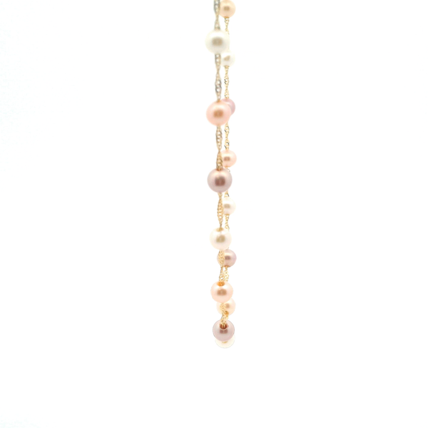 14KY Fresh Water Pearl Pink Multi-Color Station Necklace Image 4 Kiefer Jewelers Lutz, FL