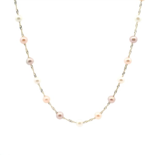 14KY Fresh Water Pearl Pink Multi-Color Station Necklace Kiefer Jewelers Lutz, FL