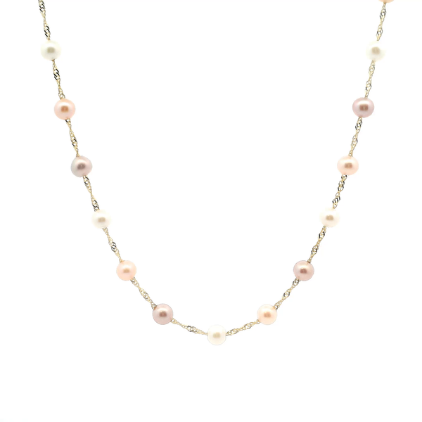 14KY Fresh Water Pearl Pink Multi-Color Station Necklace Kiefer Jewelers Lutz, FL