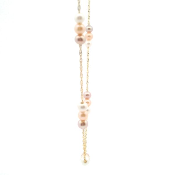 14KY Fresh Water Pearl Pink Multi-Colored Three Station Necklace Image 4 Kiefer Jewelers Lutz, FL