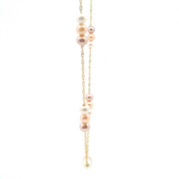 14KY Fresh Water Pearl Pink Multi-Colored Three Station Necklace Image 4 Kiefer Jewelers Lutz, FL