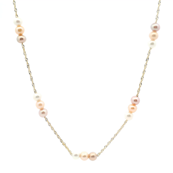 14KY Fresh Water Pearl Pink Multi-Colored Three Station Necklace Kiefer Jewelers Lutz, FL