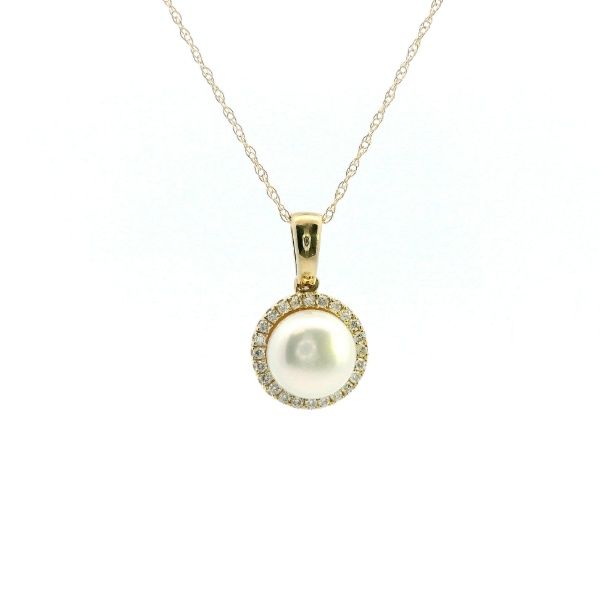 14KY Pearl and Diamond Halo Pendant Kiefer Jewelers Lutz, FL
