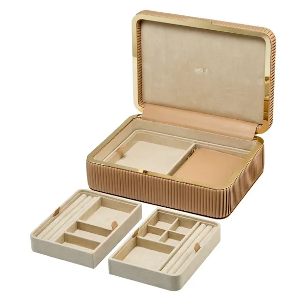 Bella Medium Jewelry Box in Mocha by Wolf Image 3 Kiefer Jewelers Lutz, FL