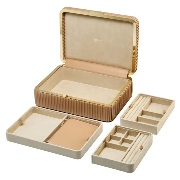 Bella Medium Jewelry Box in Mocha by Wolf Image 4 Kiefer Jewelers Lutz, FL