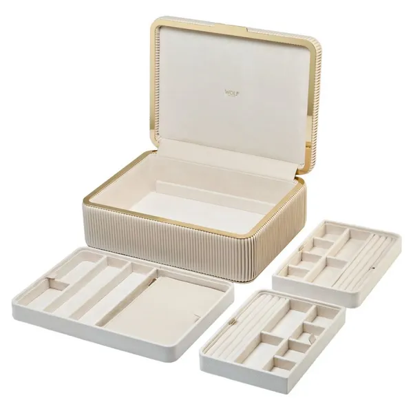 Bella Large Jewelry Box in Bone by Wolf Image 4 Kiefer Jewelers Lutz, FL