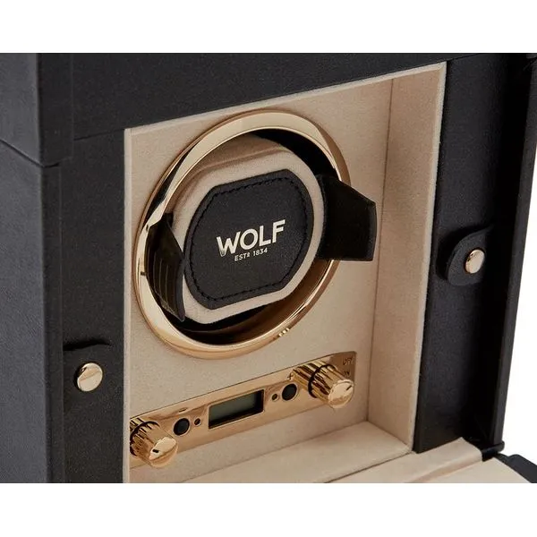 Wolf Designs Palermo Black Single Winder with Jewelry Storage Image 4 Kiefer Jewelers Lutz, FL