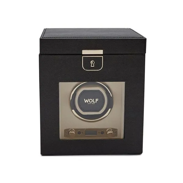 Wolf Designs Palermo Black Single Winder with Jewelry Storage Kiefer Jewelers Lutz, FL