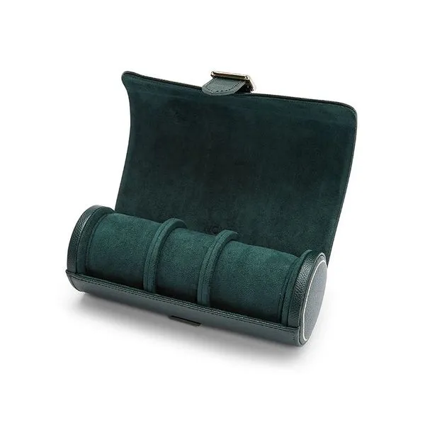 Wolf Designs British Racing Green Triple Watch Roll Image 3 Kiefer Jewelers Lutz, FL